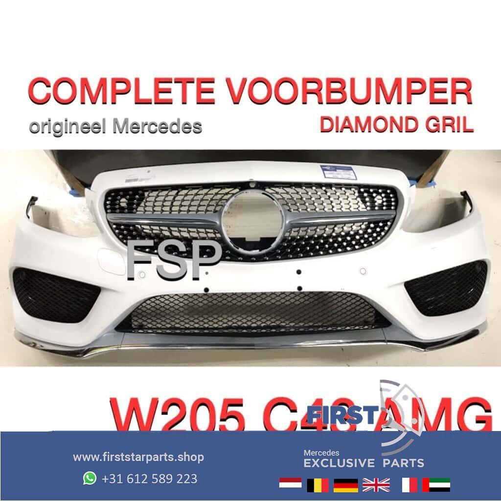 W205 C205 C43 AMG LINE Voorbumper COMPLEET bumper WIT origin, Gebruikt, -, Voor, Ophalen of Verzenden