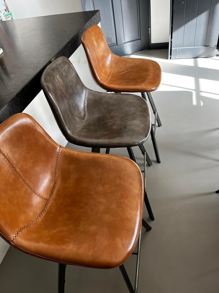 Barkrukken bekleed met PU leer, Ophalen, Gebruikt, Met voetsteun, 60 tot 90 cm