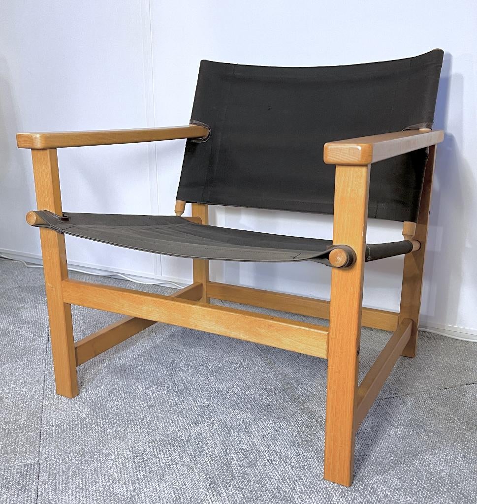 Safari stoel Hyllinge Møbler Denemarken hout canvas 70s, Gebruikt, -, Minder dan 75 cm, -