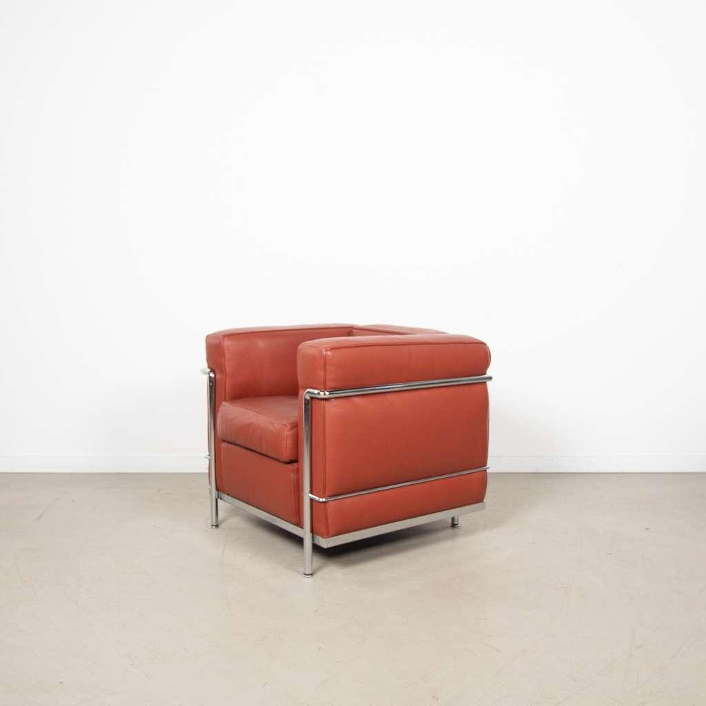 4x Cassina LC2 Fauteuil Cognac Leer, Niet ingevuld, Minder dan 75 cm, Niet ingevuld, Zo goed als nieuw