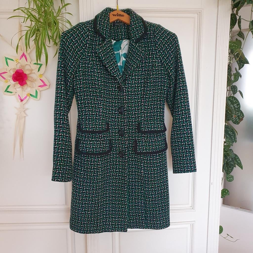 Te koop King Louie jas mt s, Ophalen of Verzenden, Zo goed als nieuw, Maat 36 (S), Groen