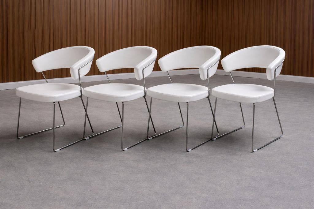 4x Calligaris italiaans designstoelen, Wit, Leer, Ophalen of Verzenden, Zo goed als nieuw