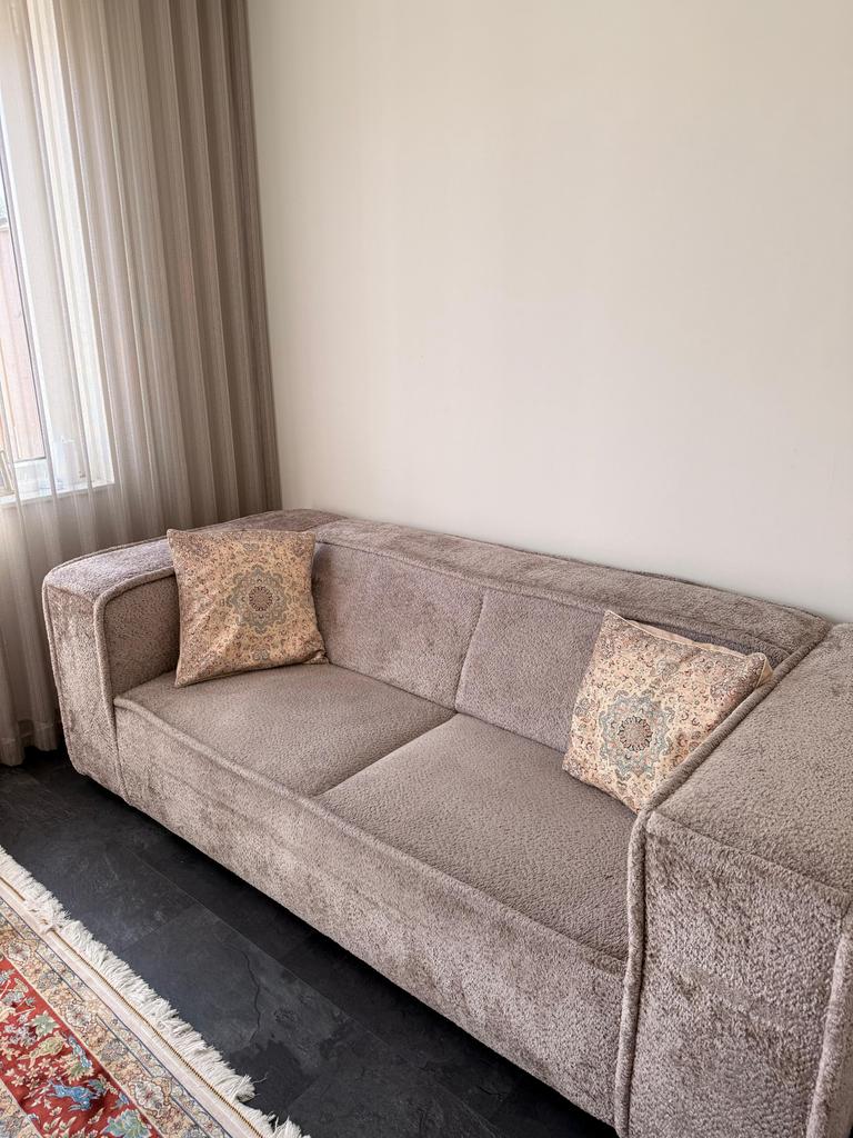 Haco 3-zits bank-beige/taupe-zachte stof-zo goed als nieuw, Ophalen, Minder dan 75 cm, Driepersoons, Zo goed als nieuw