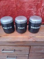 Zwart emaille bussenset bol model., Antiek en Kunst, Ophalen of Verzenden