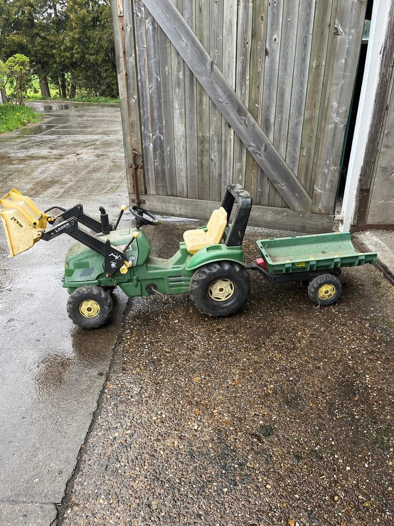 Groene traptractor met voorlader en aanhanger, Kinderen en Baby's, Speelgoed | Buiten | Voertuigen en Loopfietsen, Ophalen of Verzenden