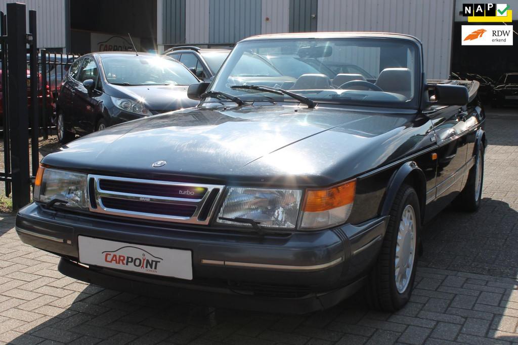 Saab 900 Cabrio 2.0 Turbo 16 Cabrio 1e Eig. Airco Nw.dak!, Auto's, Saab, Voorwielaandrijving, 4 cilinders, Cabriolet, Zwart