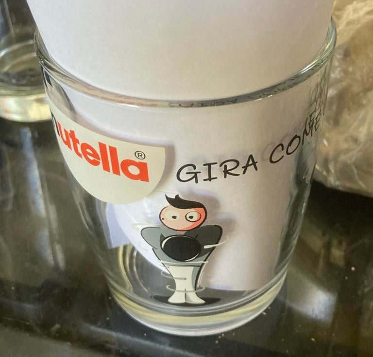 Vintage Nutella glas GIRA COME UNA TROTTOLA glas, Ophalen of Verzenden, Zo goed als nieuw