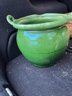 Groene aardewerken pot met handvatten, Antiek en Kunst, Ophalen of Verzenden