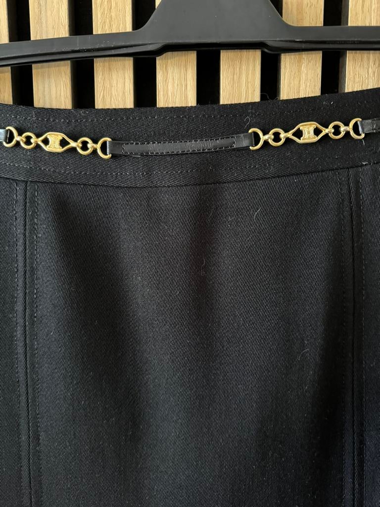 Vintage 100 procent wollen orginele CELINE zwarte rok, Maat 38/40 (M), Zwart, Celine, Zo goed als nieuw