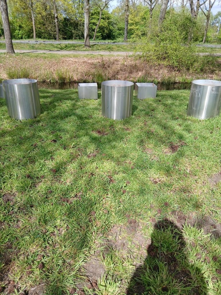 RVS bloembakken/plantenbakken, Tuin en Terras, Bloembakken en Plantenbakken, Ophalen, Rond