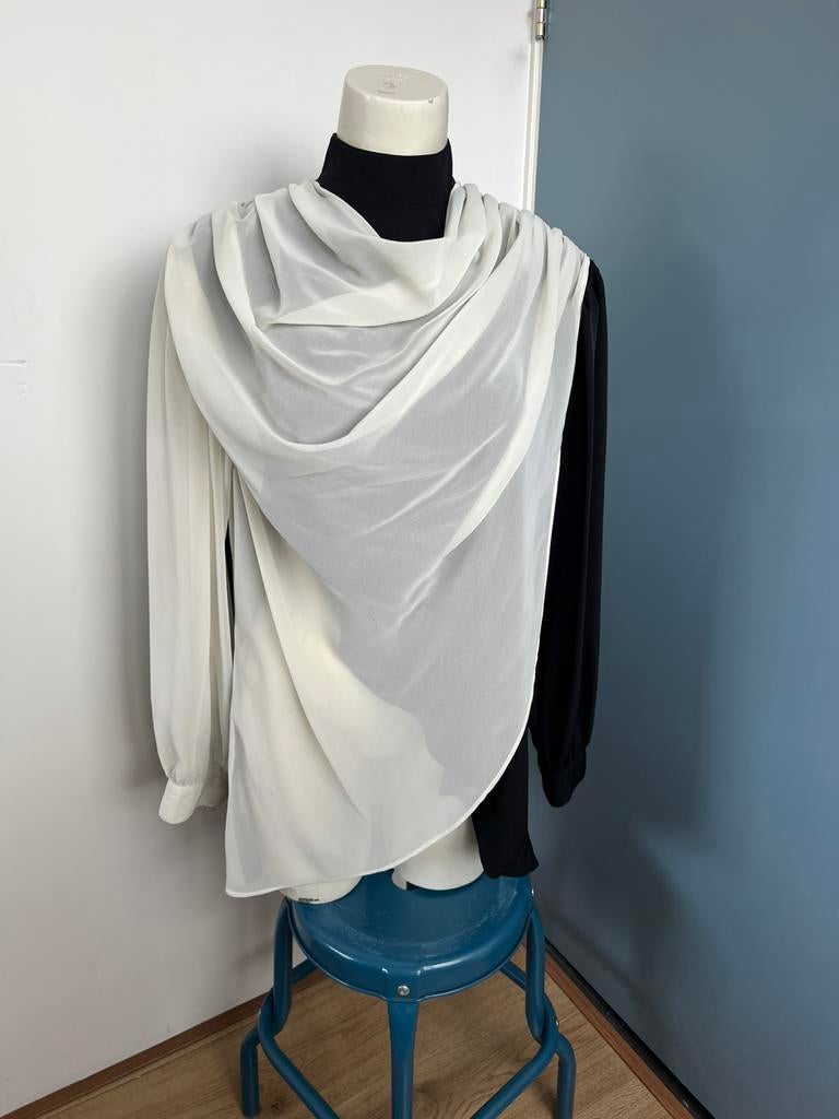 Fong leng for vintage design tuniek roomwit zwart couture, Kleding | Dames, Maat 38/40 (M), Wit, Ophalen of Verzenden, Zo goed als nieuw