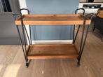 Houten sidetable/karretje met zwart metalen frame - Loods 5, Gebruikt, Ophalen of Verzenden, 75 cm of meer, 60 cm of meer