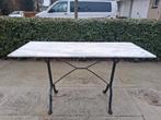Buitentafeltje met  marmer blad en gietijzer onderstel, Ophalen, Gebruikt