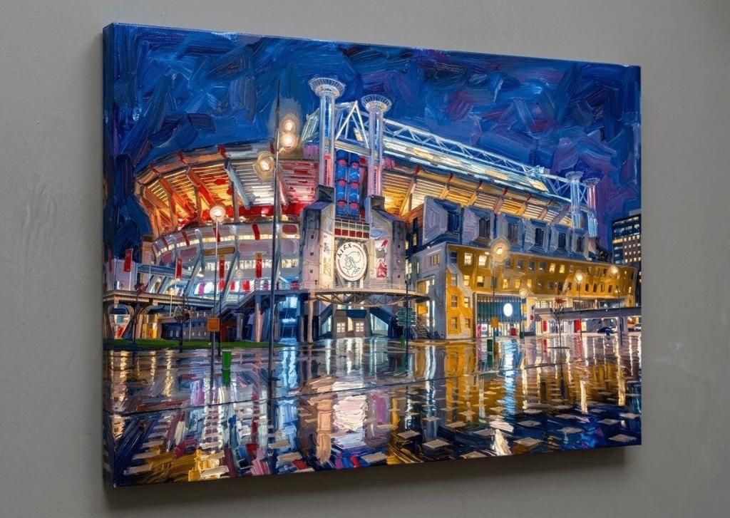 Johan Cruijff Arena by night, Antiek en Kunst, Kunst | Schilderijen | Modern, Ophalen of Verzenden