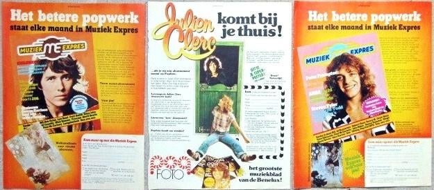 8 vintage reclames van POP Foto en Muziek Express 1980, Verzamelen, Ophalen of Verzenden
