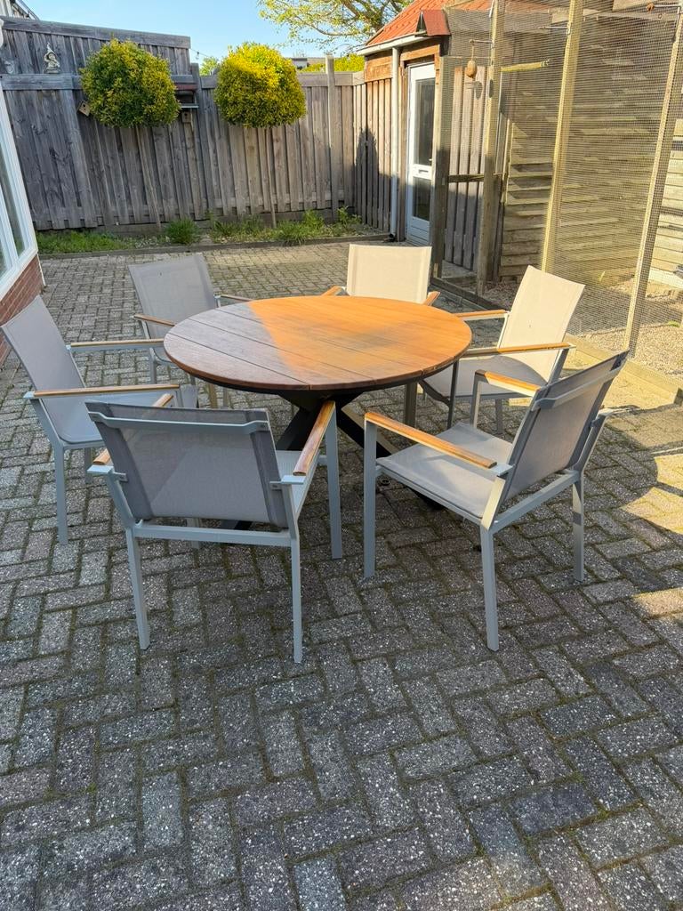 Prachtig tuinset aluminium met hout., Ophalen, Zo goed als nieuw, Aluminium