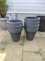 7 bloempotten buiten plastic grijs, Ophalen, Rond, Kunststof, Minder dan 30 cm