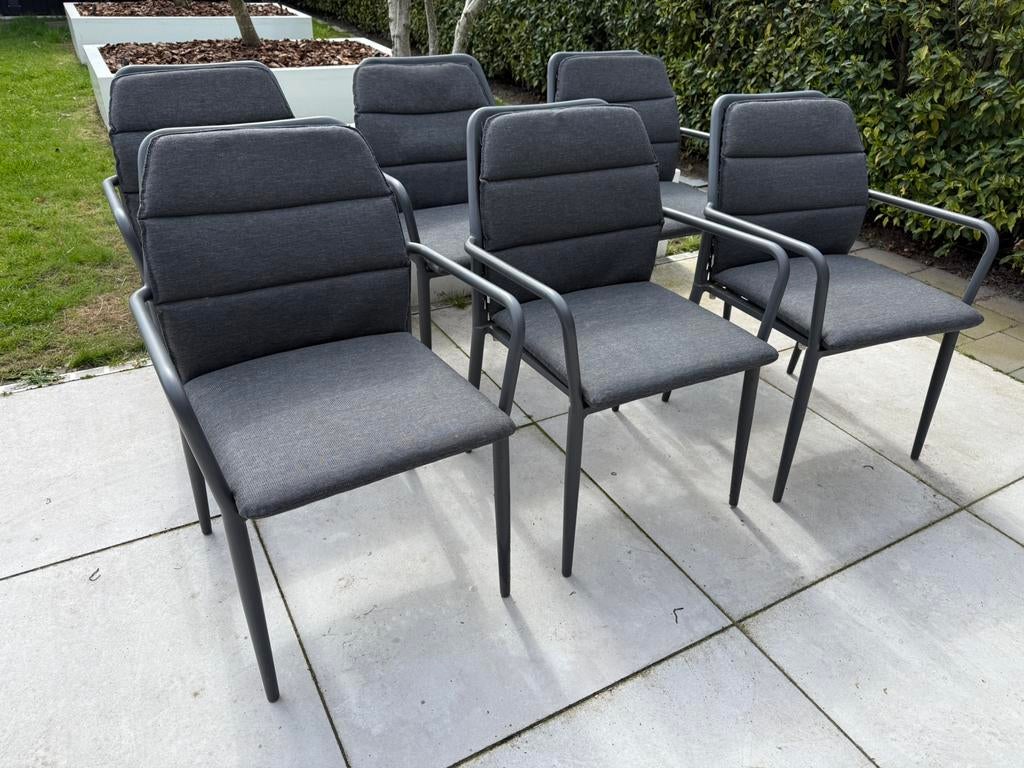 Prijs verlaagd!! 6 tuinstoelen + kussens - Life outdoor, Tuin en Terras, Ophalen, Zo goed als nieuw, Aluminium, Stapelbaar