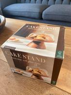 Glazen stolp op houten voet, taartstandaard, cakestandaard., Ophalen, Nieuw