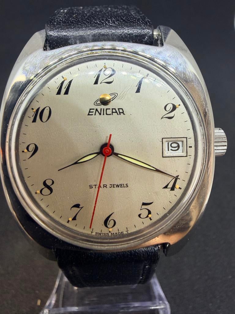 Vintage Enicar Star Jewels Herenhorloge - Klassiek & Tijdloo, Ophalen of Verzenden, Staal, Polshorloge, Overige merken