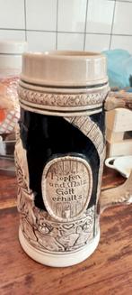 Vintage Duitse Bierpul met Reliëf en Monniken, Ophalen of Verzenden, Zo goed als nieuw, Pul(len)