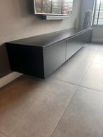 Zwart zwevend tv meubel met lades en kleppen, Ophalen, Overige materialen, Strak, Zo goed als nieuw