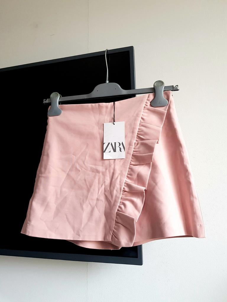 Zara lichtroze broekrok met ruches NIEUW, Zara, Nieuw, Ophalen of Verzenden, Roze
