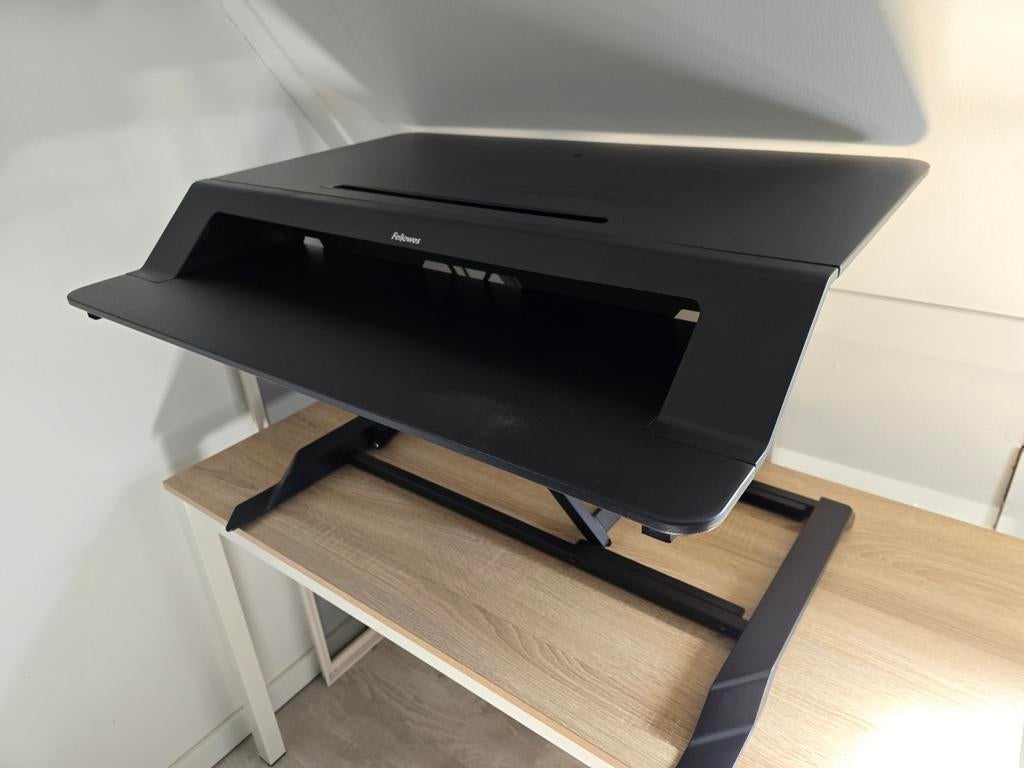 Fellowes Lotus LT Zwart Zit/Sta Bureauverhoger, Ophalen, In hoogte verstelbaar, Zwart, Zit-sta bureau