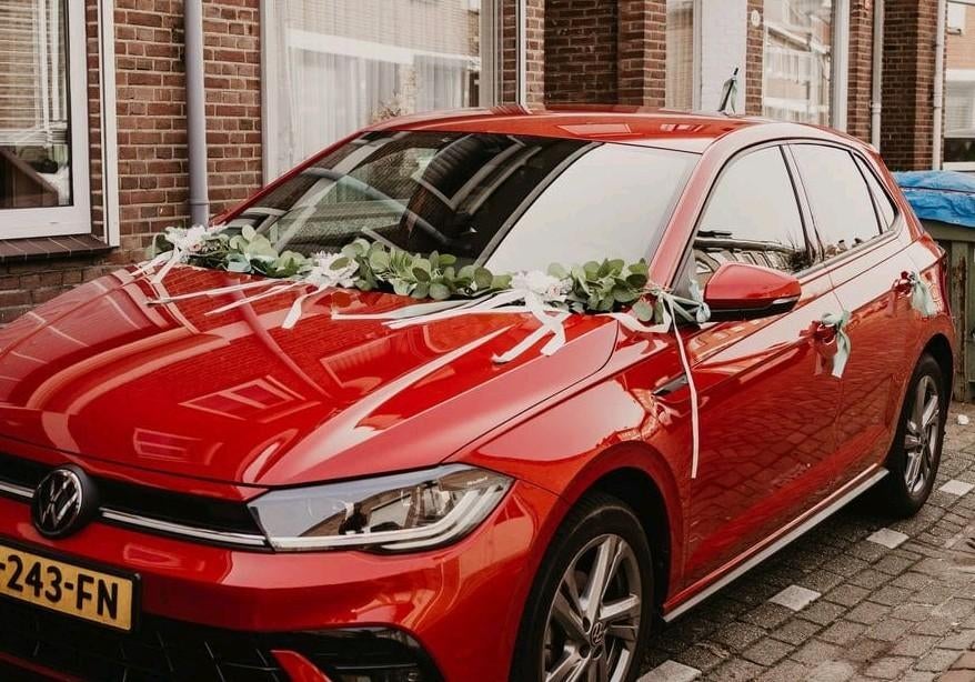 Bruiloft autoversiering - Eucalyptus slinger met bloemen, Ophalen of Verzenden, Zo goed als nieuw