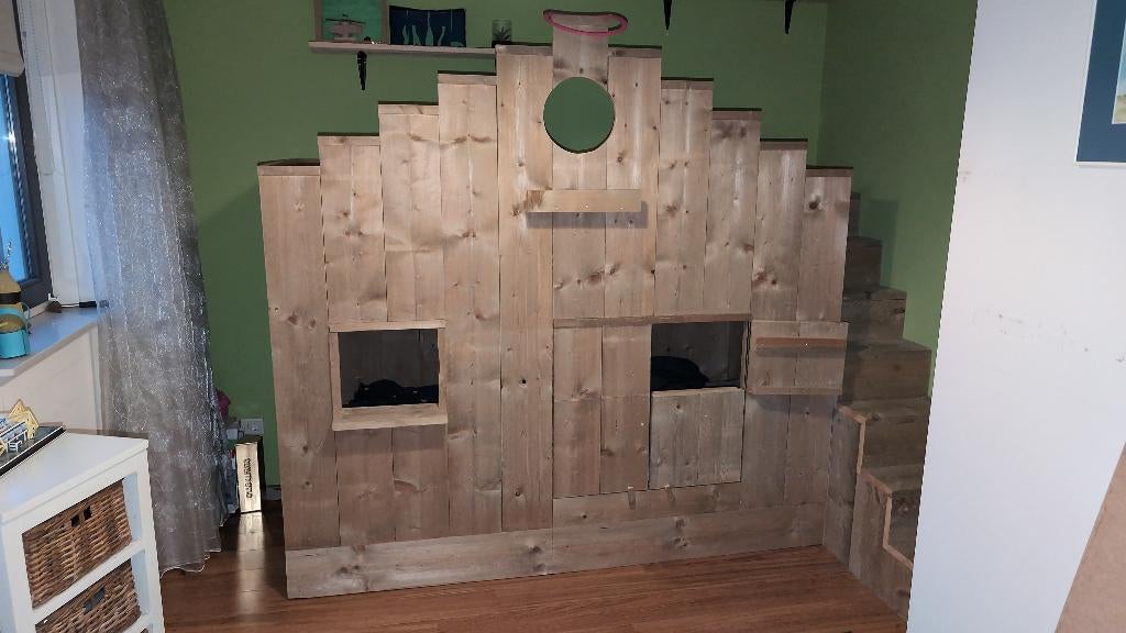 Steigerhouten stapelbed, Kinderen en Baby's, Kinderkamer | Stapelbedden en Hoogslapers, Ophalen, Zo goed als nieuw, Stapelbed