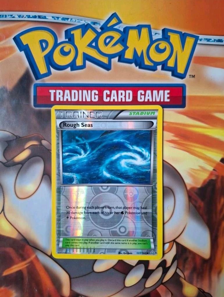 Rough seas 137/160 XY Primal Clash pokemon kaart reverse nm, Ophalen of Verzenden, Zo goed als nieuw, Losse kaart, Foil