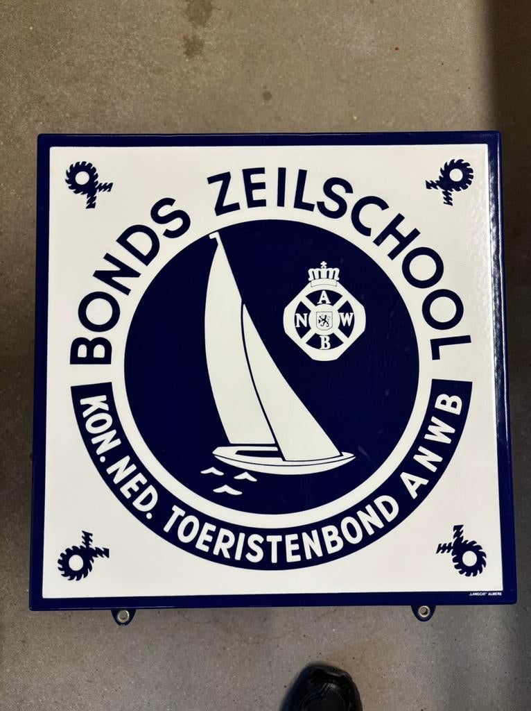 Bonds zeilschool anwb emaille reclamebord, Verzamelen, Ophalen of Verzenden, Zo goed als nieuw, Reclamebord