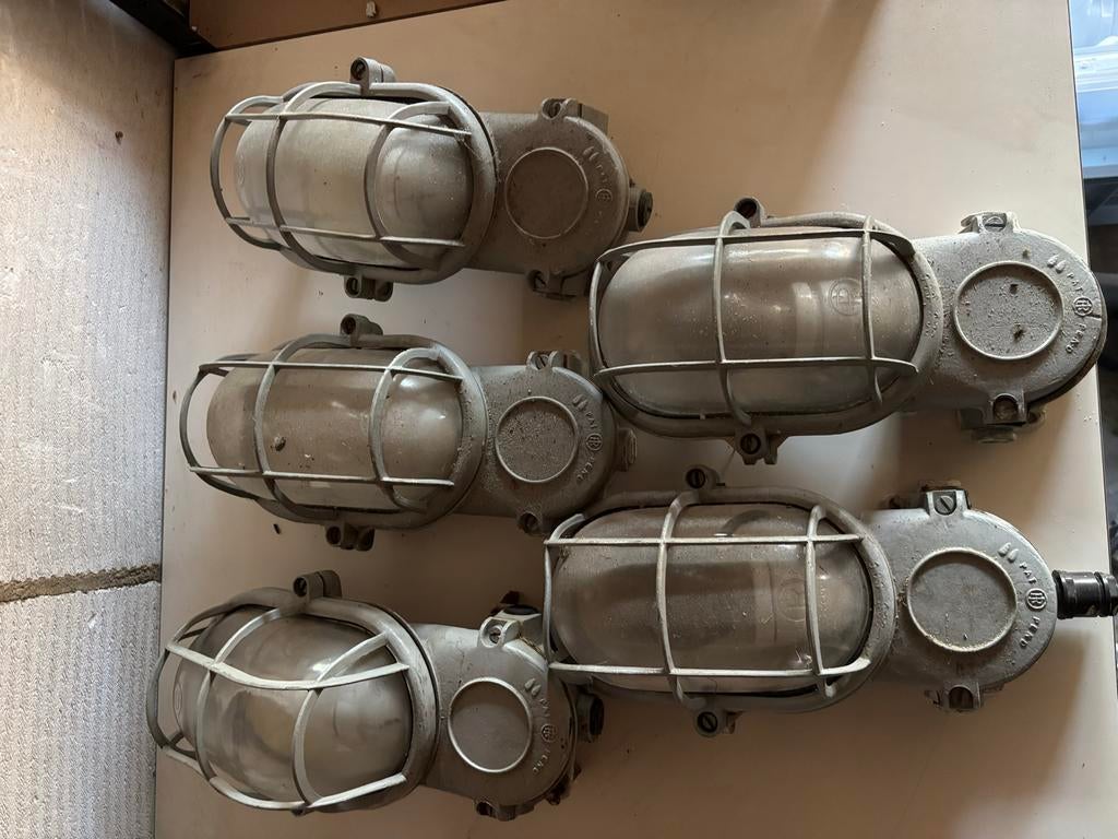 Industriële Vintage Wandlampen - Set van 3, Huis en Inrichting, Lampen | Wandlampen, Ophalen of Verzenden, Gebruikt, Metaal