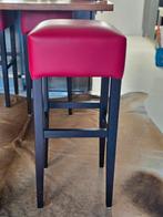 Set van 4 rode leren barkrukken, 79cm hoog, Gebruikt, Verzenden, 60 tot 90 cm, Leer