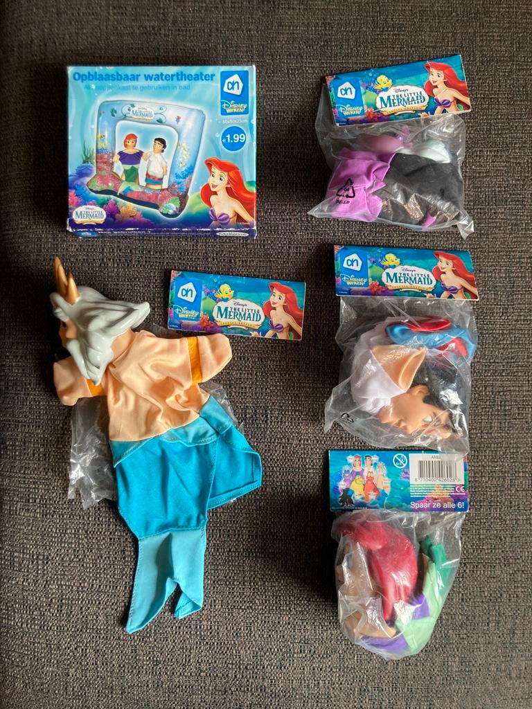 The Little Mermaid Disney AH theater en 4 handpoppen, Ophalen of Verzenden, Zo goed als nieuw, Overige typen