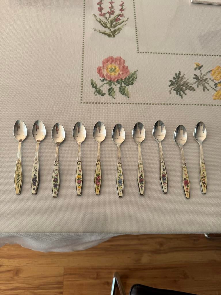 Royal Albert flower of the month zilveren lepeltjes 10 stuks, Ophalen of Verzenden