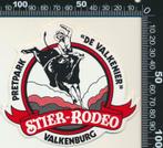 Sticker: Pretpark De Valkenier - Stier Rodeo - Valkenburg, Verzamelen, Stickers, Ophalen of Verzenden, Zo goed als nieuw, Bedrijf of Vereniging