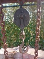 Antiek hijstakel,verhuiskatrol ijzer industrieel, Ophalen of Verzenden