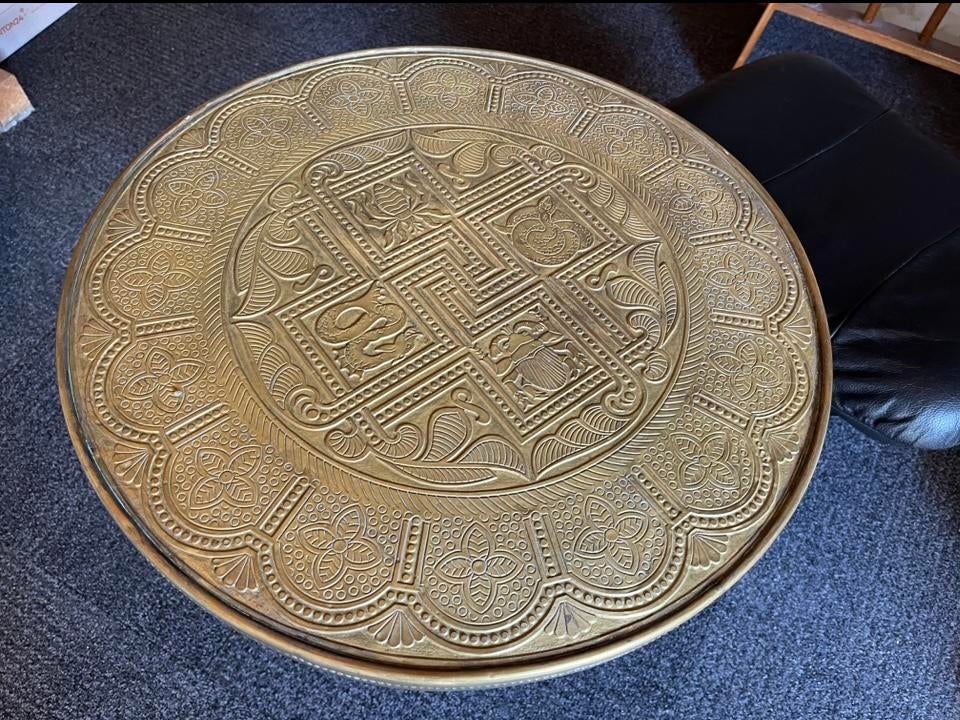 Vintage koperen tafelblad, Ophalen, Overige materialen, Gebruikt, Rond