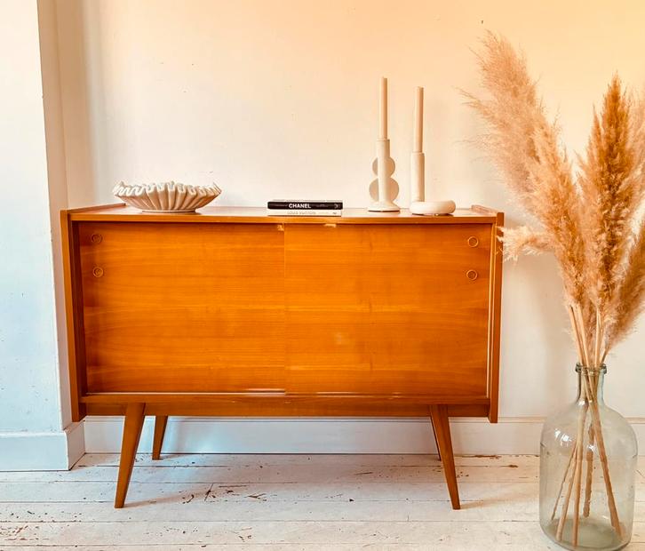 Vintage retro dressoir LP platenspeler tv meubel mid century, Huis en Inrichting, Kasten | Dressoirs, Gebruikt, 100 tot 150 cm