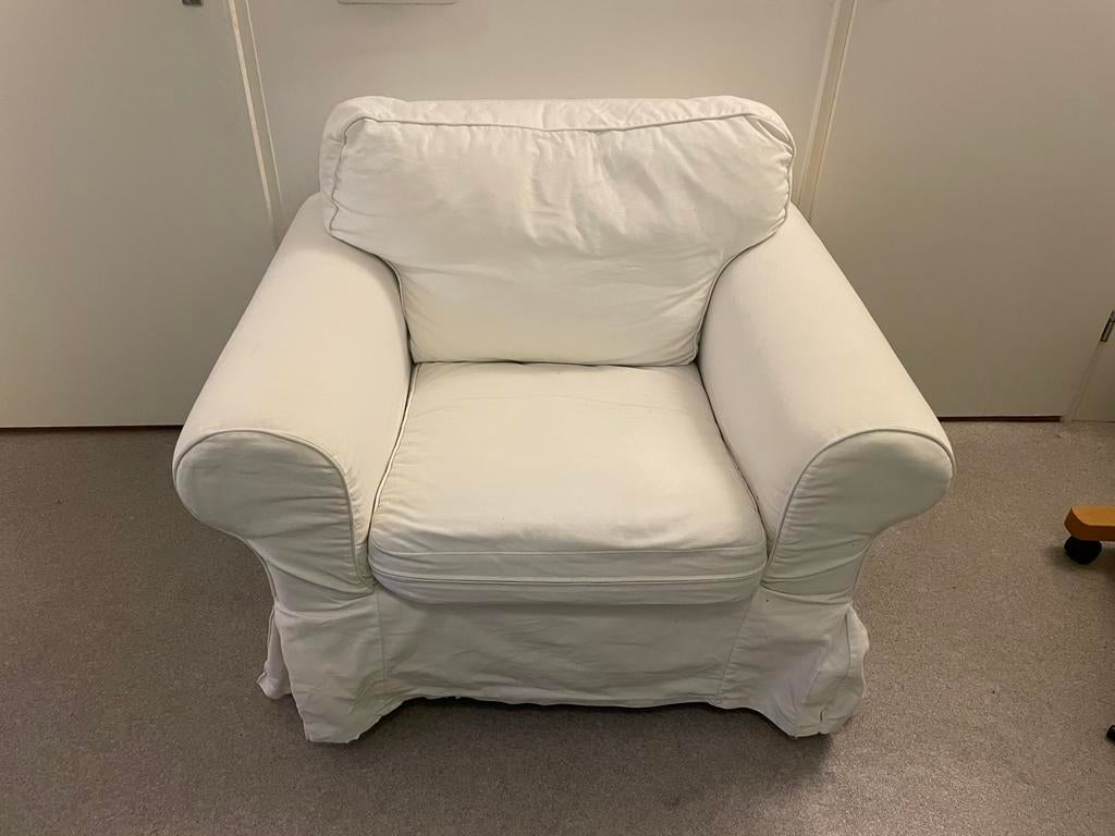 Witte Ektorp fauteuil Ikea, Ophalen, Eenpersoons, 75 tot 100 cm, Zo goed als nieuw