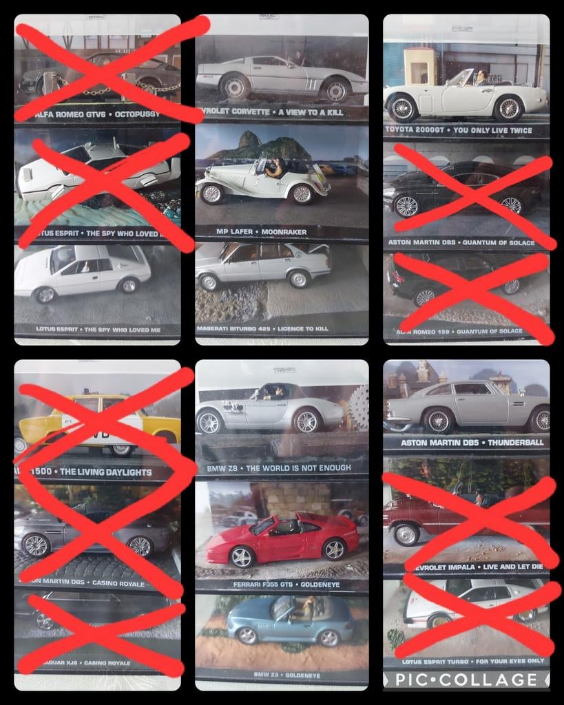 9x model auto's James Bond 007 schaal 1:43, Hobby en Vrije tijd, Ophalen of Verzenden, Groter dan 1:32, Auto, Overige merken