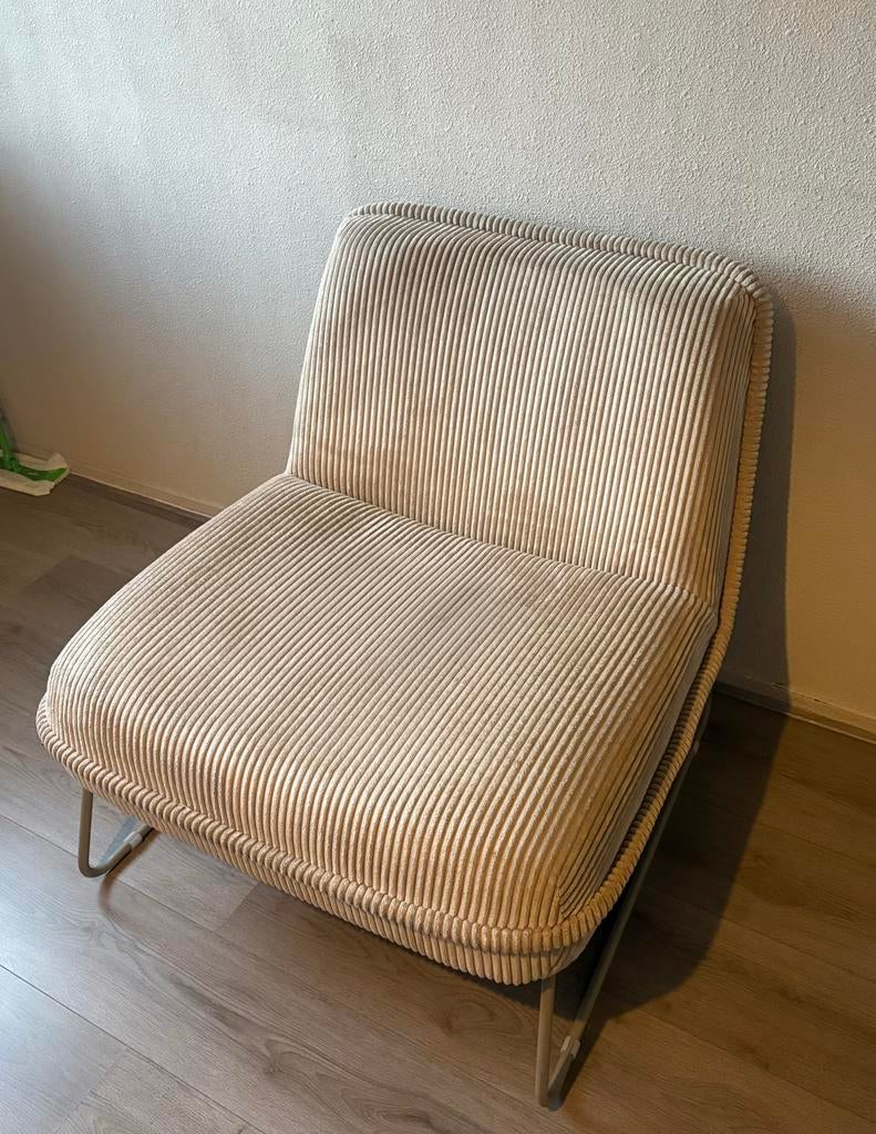 KARWEI fauteuil Amber beige ribstof, Eenpersoons, 75 tot 100 cm, Ophalen of Verzenden, Zo goed als nieuw