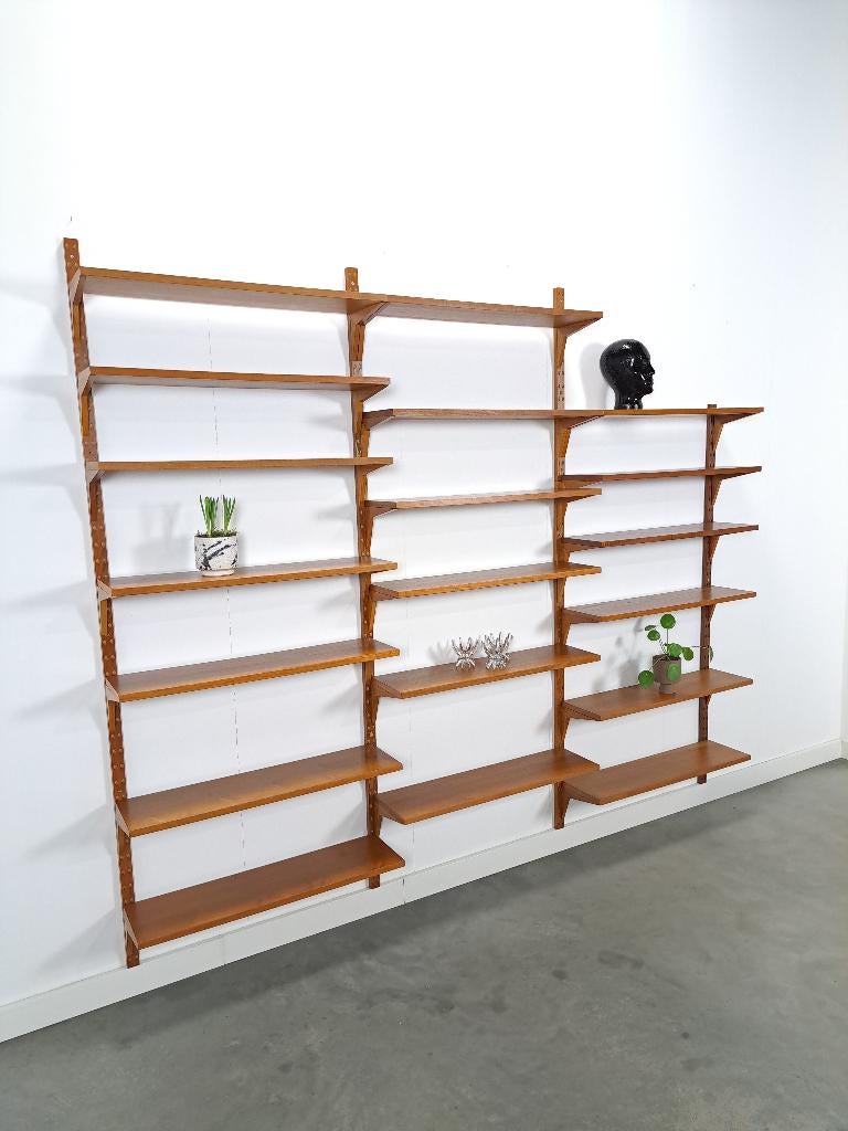 Poul Cadovius Royal modulair teak wandsysteem Deens design, Met plank(en), Gebruikt, 200 cm of meer, Teakhout