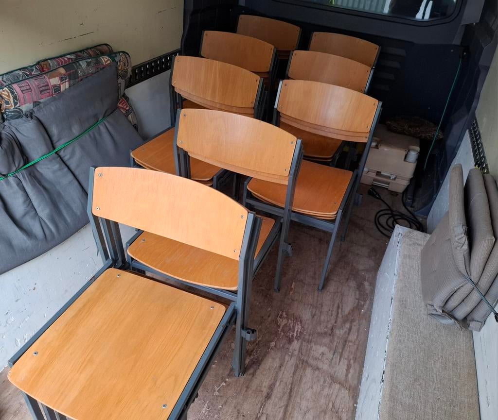 Partij Gijs van der Sluis Stapelstoel stoelen., Ophalen, Gebruikt, Hout, Vijf, Zes of meer stoelen