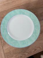 Arzberg set van 6 onderborden, groen met blauwe rand, Keramiek, Ophalen of Verzenden, Zo goed als nieuw, Bord(en)