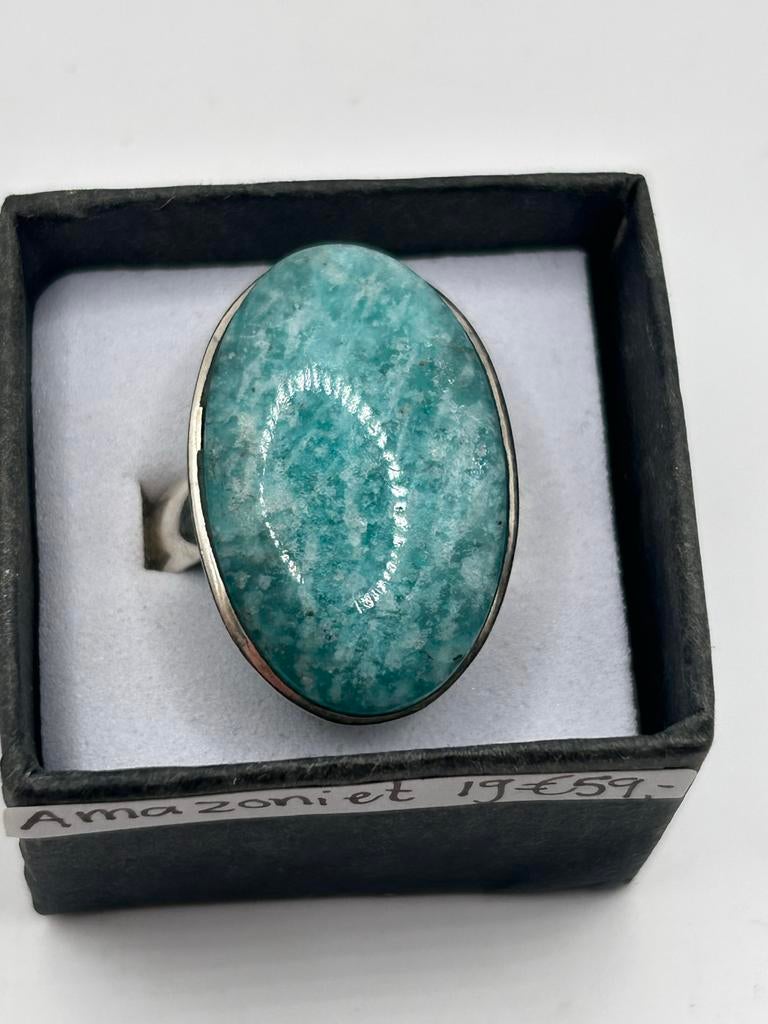 Amazoniet ring maat 19, Overige kleuren, 19 tot 20, Ophalen of Verzenden, Zo goed als nieuw