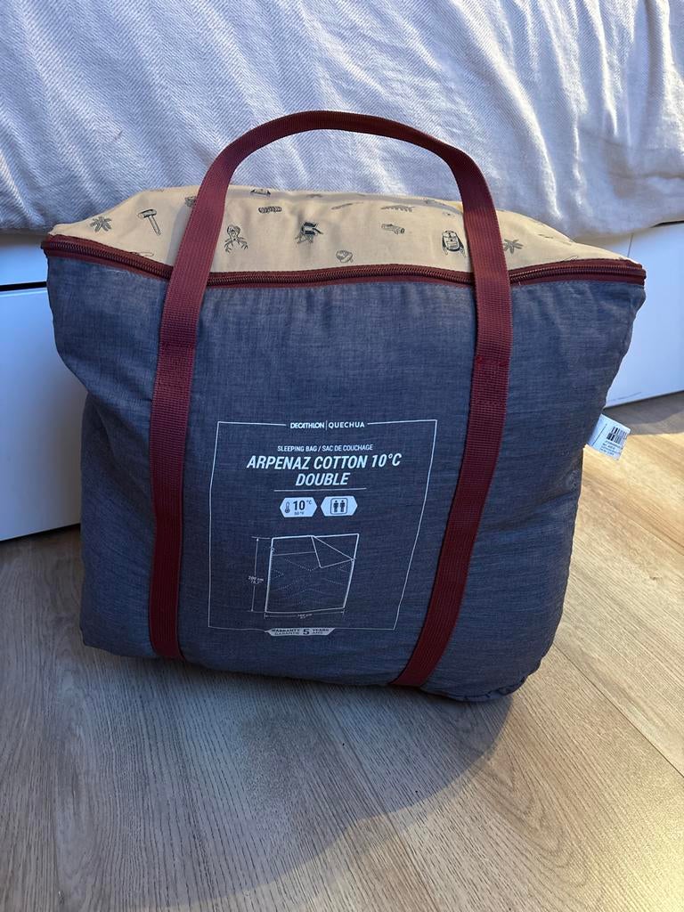 Tweepersoonsslaapzak - Decathlon Quechua Arpenaz Cotton, Ophalen, Zo goed als nieuw