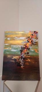 Abstract schilderij met goudkleurige accenten, Ophalen of Verzenden