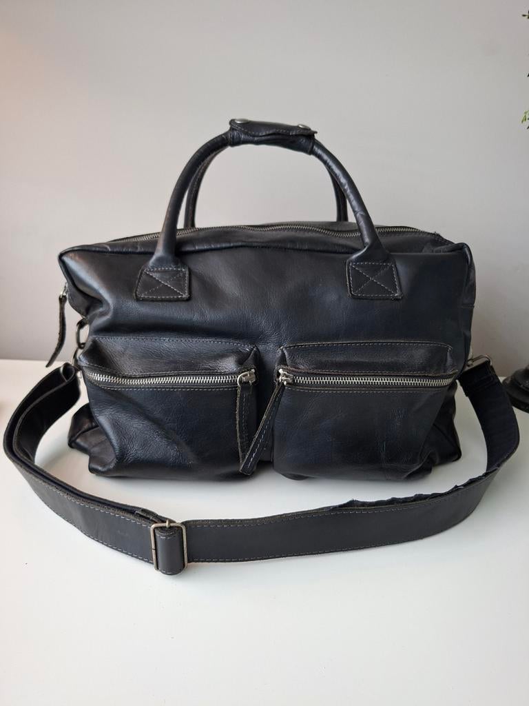 ReFill Leren Handtas/Schoudertas/Weekendtas Zwart, 30 cm of meer, Zwart, Minder dan 40 cm, Minder dan 35 cm